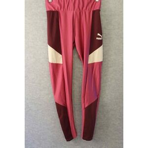 PUMA Womens‎ Athletic Logo Leggings Casual Pink Maroon Cream Size XS